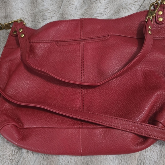 HOBO Pier Pebbled Red Leather Crossbody/ Shoulder Bag  Never Used - Picture 5 of 16